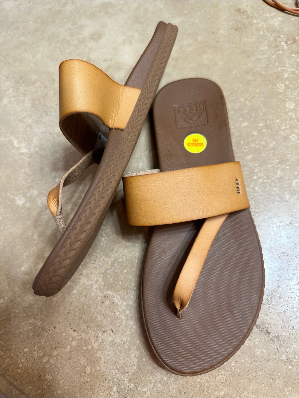Reef Brown Footbed Slide Sandals with Tan Straps - Picture 4 of 6
